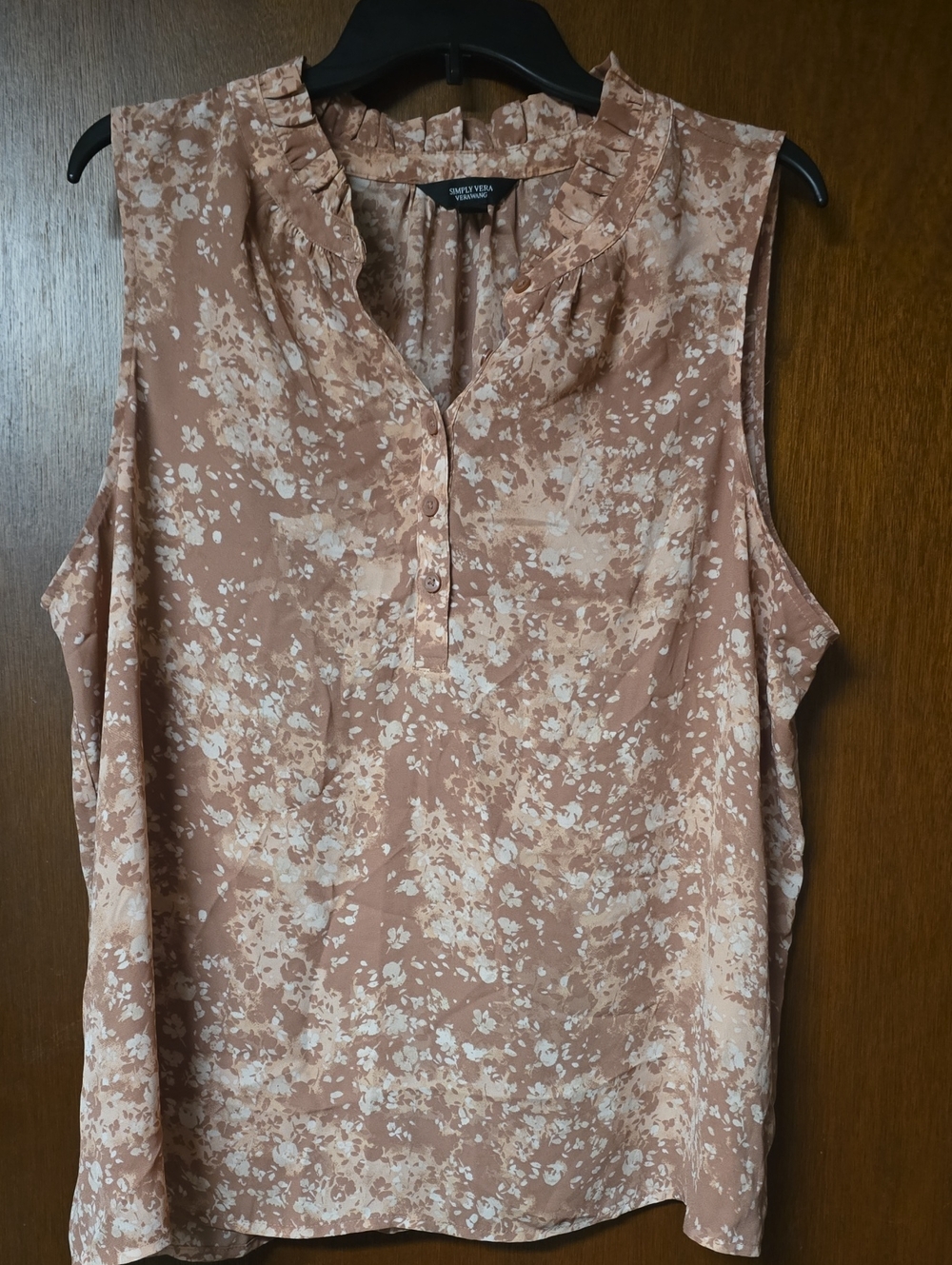 Talbots Sleeveless Floral-Print Ruffle-Neck Camisole - Blush